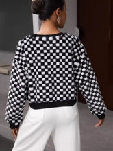 Plaid Round Neck Long Sleeve Sweatshirt OutfitFlow
